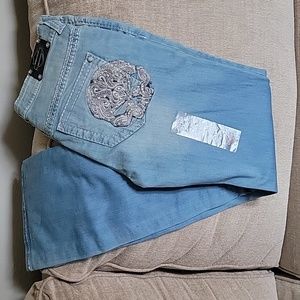 Womens Harley Davidson Curvy Bootcut 8 Tall blue jeans